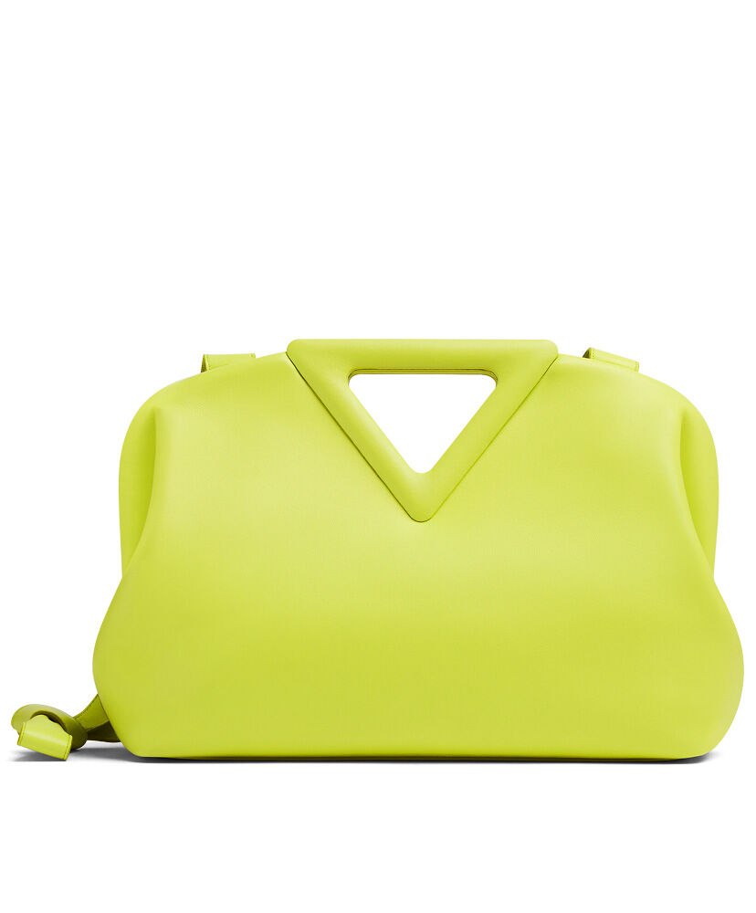 Bottega Veneta Point Leather Top Handle Bag Light Green